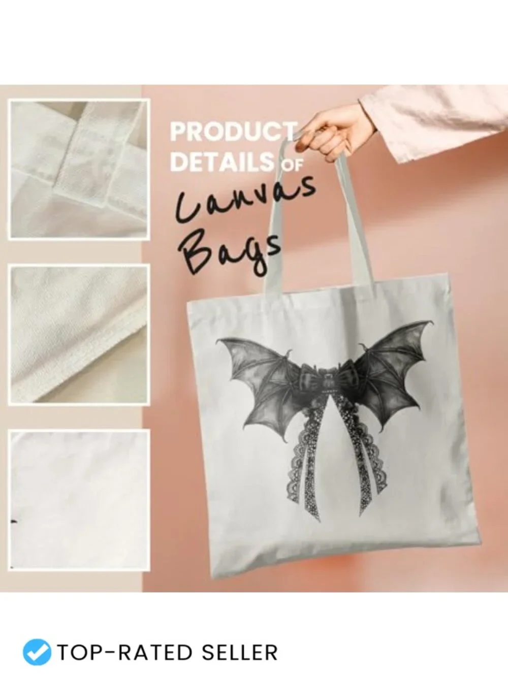 Canvas Reusable Tote Bag Cotton Polyester Shoulder Bag